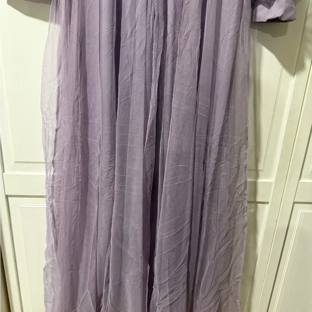 Lavender Long-Sleeve Maxi Dress with Sheer Overlay like size 12 Size 44 - Picture 10 of 11